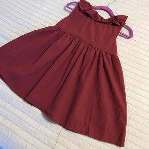 Burgundy dress with bow detail